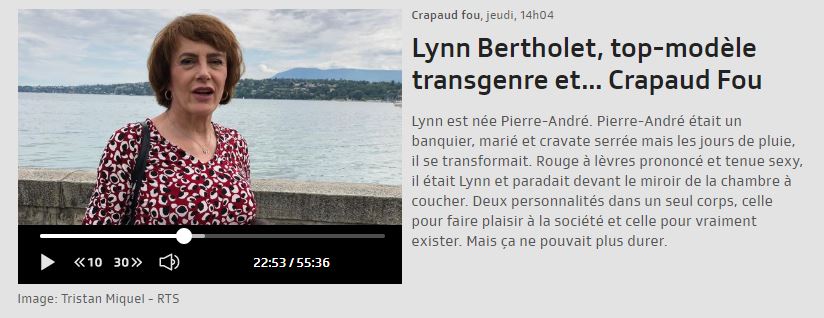 Lynn Bertholet s’exprime dans l’émission « Le Crapaud Fou » sur la RTS